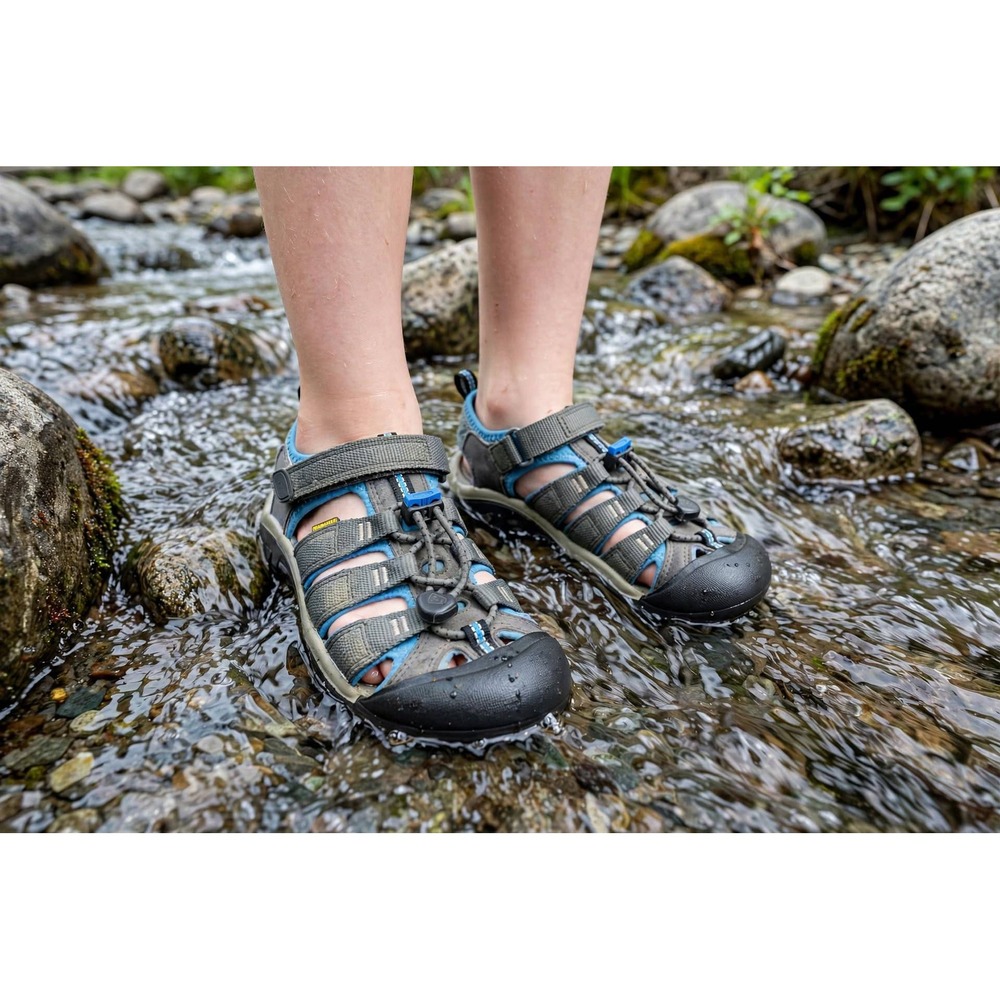 KEEN Youth 2 Water Sandals Gray Blue Newport H2 Closed Toe Hiking Sport Shoes